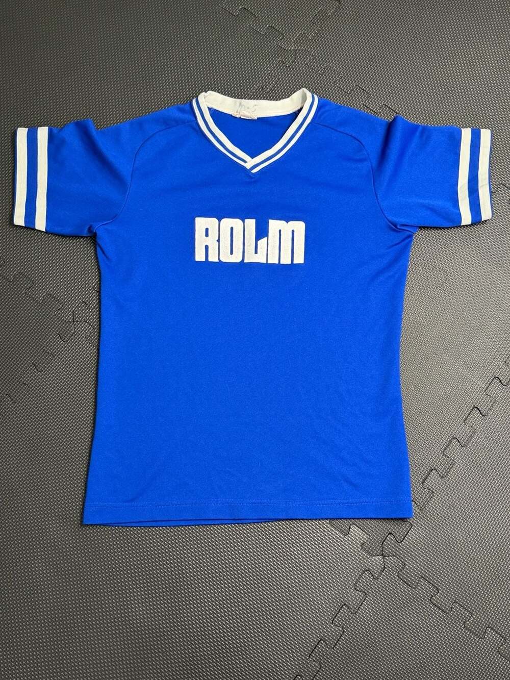 Vintage 1970s/1980s ROLM V-Neck Sportswear Football Jersey Blue Size M